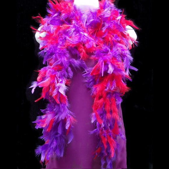 NEW Red Hat Ladies Feather Boa 6’ Purple & Red Fluffy - Picture 1 of 3